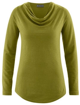 HemPage Langarmshirt Wasserfallkragen hanf biobaumwolle Pasture grün