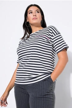 Studio Untold T-Shirt Streifen Stick Halbarm asphaltgrau