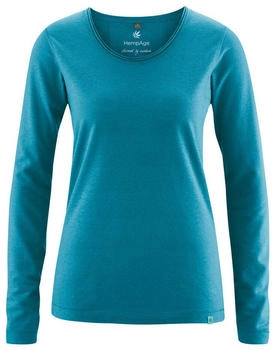 HemPage Langarm-Shirt Lene lagoon grün Hanf Bio-Baumwolle