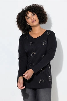 Angel of Style Longsleeve T-Shirt bequeme Passform Zier-Plättchen
