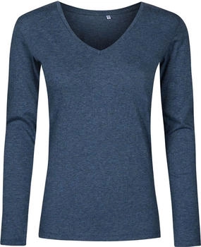 Promodoro v-neck t-shirt lang ärmel heathernavy