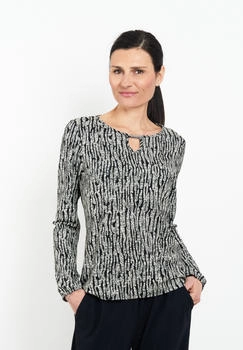 Seidel Langarmshirt grafischem Muster und Cut-Out