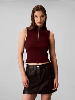 Calvin Klein Top Stehkragen und Reißverschluss bordeaux