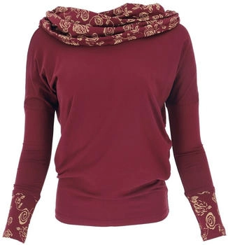 Guru-Shop Longsleeve Bio-Baumwolle Boho-Stil weinrot