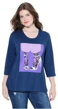 Ulla Popken T-Shirt Classic Rundhalsausschnitt 4-Arm dunkelblau