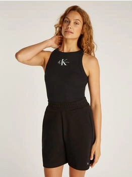 Calvin Klein Monologo Rib Skinny Fit Tank Top schwarz