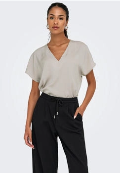 Only ONLLUCY LIFE SS V-NECK TOP WVN grau dove