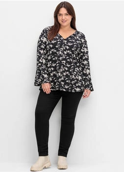 Sheego Langarmshirt schwarz gemustert