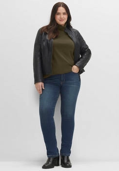Sheego Langarmshirt 'Rollkragen-Shirt' grün dunkelkhaki