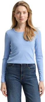 Tom Tailor Basic Slim Fit Langarmshirt light fjord blue