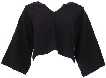Guru-Shop Einfarbiges Basic Shirt Cord Ripp Langarmshirt schwarz