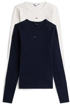 Tommy Hilfiger Langarmshirts Slim Essential Rib Rundhalsausschnitt ecru dark navy