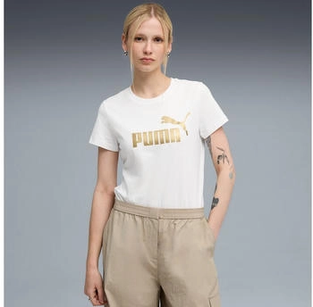 Puma Essentials Metallic No Logo T-Shirt weiß gold