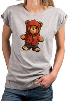 MAKAYA print-shirt teddy grau schwarz