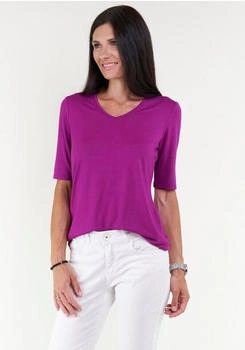 Seidel V-Shirt Halbarm softem Material lila beere
