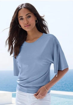 Lascana Rundhalsshirt variable Ärmel Viskose-Stretch hellblau blau