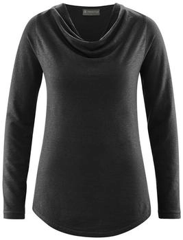 HemPage Langarmshirt Wasserfallkragen hanf bio-baumwolle black