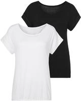 Vivance Kurzarmshirt "mit Gummizug im Bund" 2er-Pack, aus weichem Viskose-Stretch