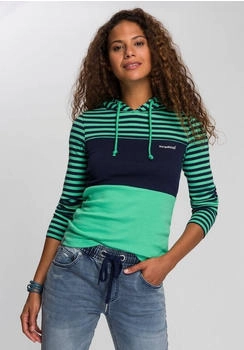 KangaROOS Kapuzenshirt Langarm Colourblocking grün marine gestreift
