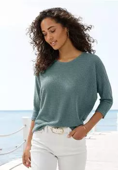 Vivance Dreams 4-Arm-Shirt aus b&uuml;gelfreiem Waffelstrick eukalyptus