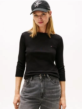 Tommy Hilfiger Boat Neck Three-Quarter Sleeve T-Shirt (WW0WW40589) black