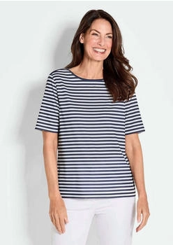 GOLDNER T-Shirt mit U-Boot-Ausschnitt nachtblau/naturweiß
