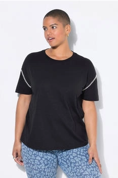 Studio Untold Rundhals-T-Shirt mit Palmen-Stickerei schwarz