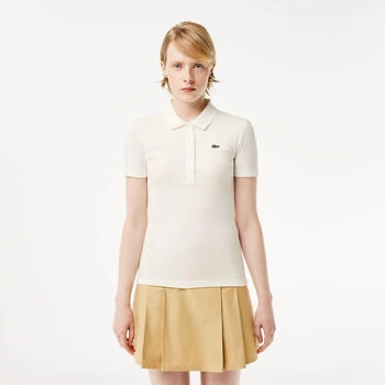 Lacoste Damen Stretch-Baumwoll-Piqu&eacute; Polohemd (DF5377) wei&szlig;