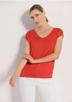 Madeleine Rundhals-Shirt mit Stickerei blutorange