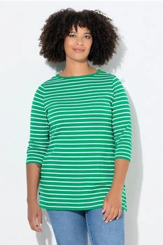 Angel of Style Shirt mit U-Boot-Ausschnitt, schmale Passform grasgrün