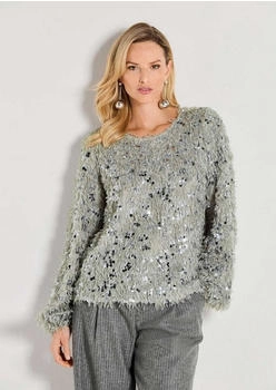 Madeleine Glitzersweatshirt mit Federn grau/silberfarben
