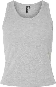 Pieces PCANIBI Top Ribbed Slim Fit hellgrau