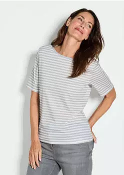 GOLDNER T-Shirt mit U-Boot-Ausschnitt grau/hellgrau