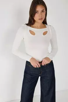 No Matter What Shirt mit Cut-Outs ecru