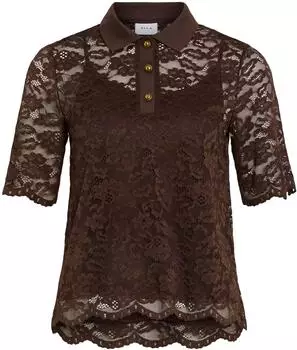 Vila Collar 2/4 Spitzenoberteil (14112498) schokobraun