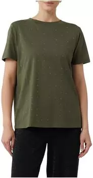 Comma T-Shirt mit Pailletten-Volantärmeln (2173204) oliv