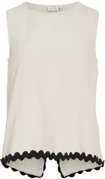 Vila Vimanda Wavy O-Neck S/L Top (14106795) creme/weiß
