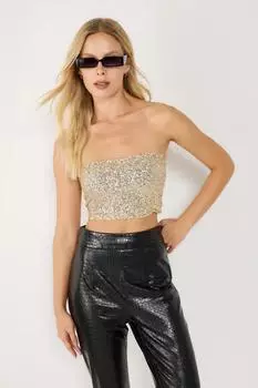 No Matter What Pailletten Trägerloses Bustier Schmale Passform gold
