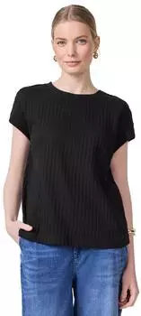 Street One Frauen Shirt mit Rippstruktur in Schwarz Gr: (F32339510001)