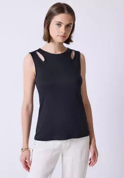 Street One Frauen Top mit Cut-Outs in Blau Gr: (F32376116821)