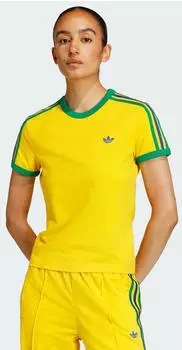Adidas 3-STREIFEN T-SHIRT SCHMAL GESCHNITTEN Eqt Yellow / Green / Collegiate Royal (KE9386)