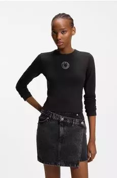 HUGO Daliriee Langarmshirt cropped (50555738) schwarz