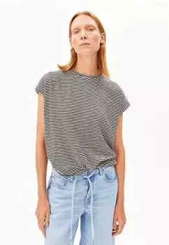 armedangels Oneliaa Lovely Stripes Damen Loose Fit T-Shirt (30008525) black-oatmilk