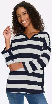 Heine Rundhalsshirt (43761147) marine/ecru/geringelt