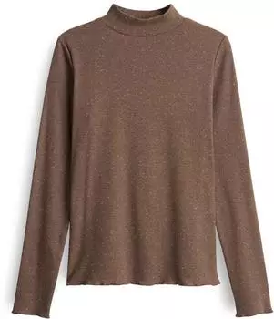 Opus Suhanna Curly Slim Rippshirt cocoa/braun