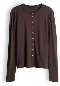 someday. Kamilia Slim Jerseyshirt in Strickjacken-Optik dark espresso