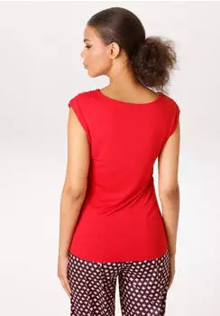 Aniston T-Shirt mit modischen Details und Knopfleiste karminrot