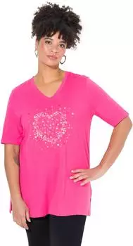 Mia Moda A-Linien T-Shirt mit Herz-Print (839085) hibiskuspink