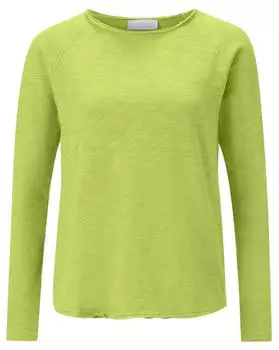 Rich & Royal Longsleeve mit offenem Ausschnitt und Saum urban lime