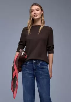 Street One Frauen Shirt in Rippstruktur in Braun Gr: (A32453117516)